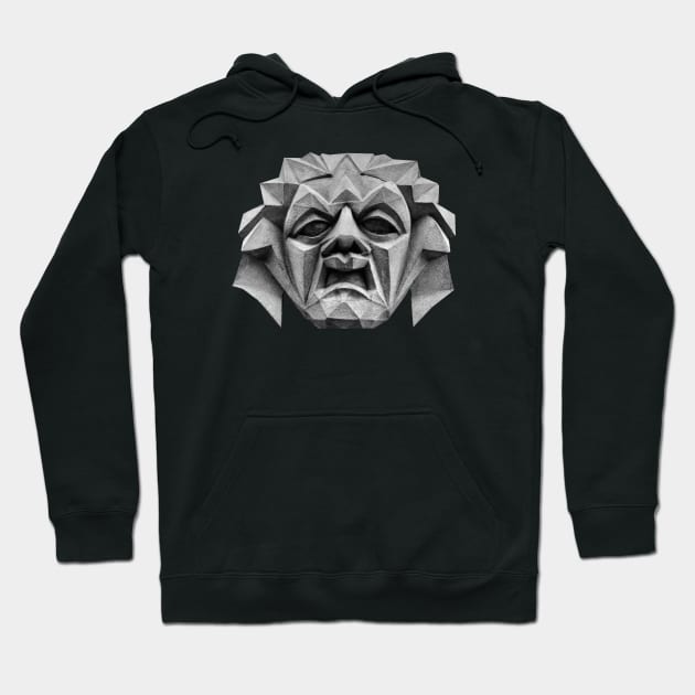 Head Artdeco Sculpture Hoodie by Wolf Art / Swiss Artwork Photography